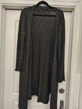 New Look Charcoal Gray Open-Front Long Cardigan